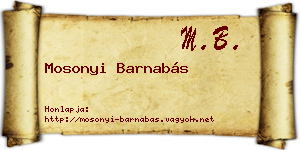 Mosonyi Barnabás névjegykártya